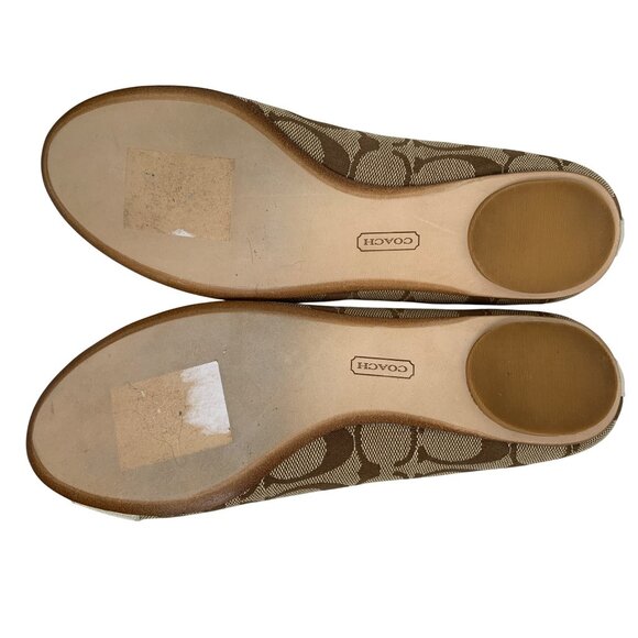 Coach Womens Cindie Flats Bow Beige & Brown 6M Y10664 Monogram Y10664 EUC - Picture 11 of 11